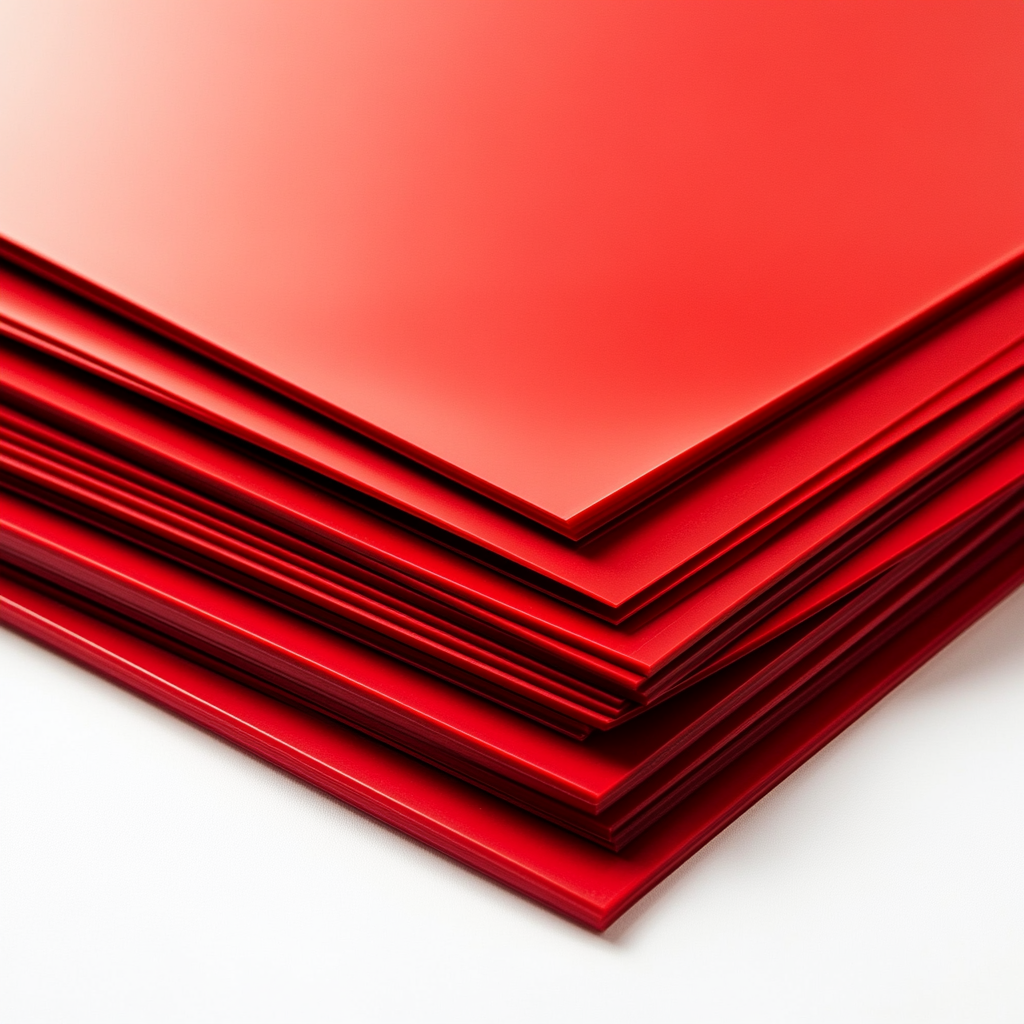 1/8" thick 40A durometer smooth red Thermo-Super sheets stacked