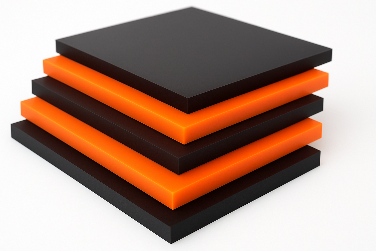 Black and orange urethane polyurethane sheets for industrial applications die cutting gaskets