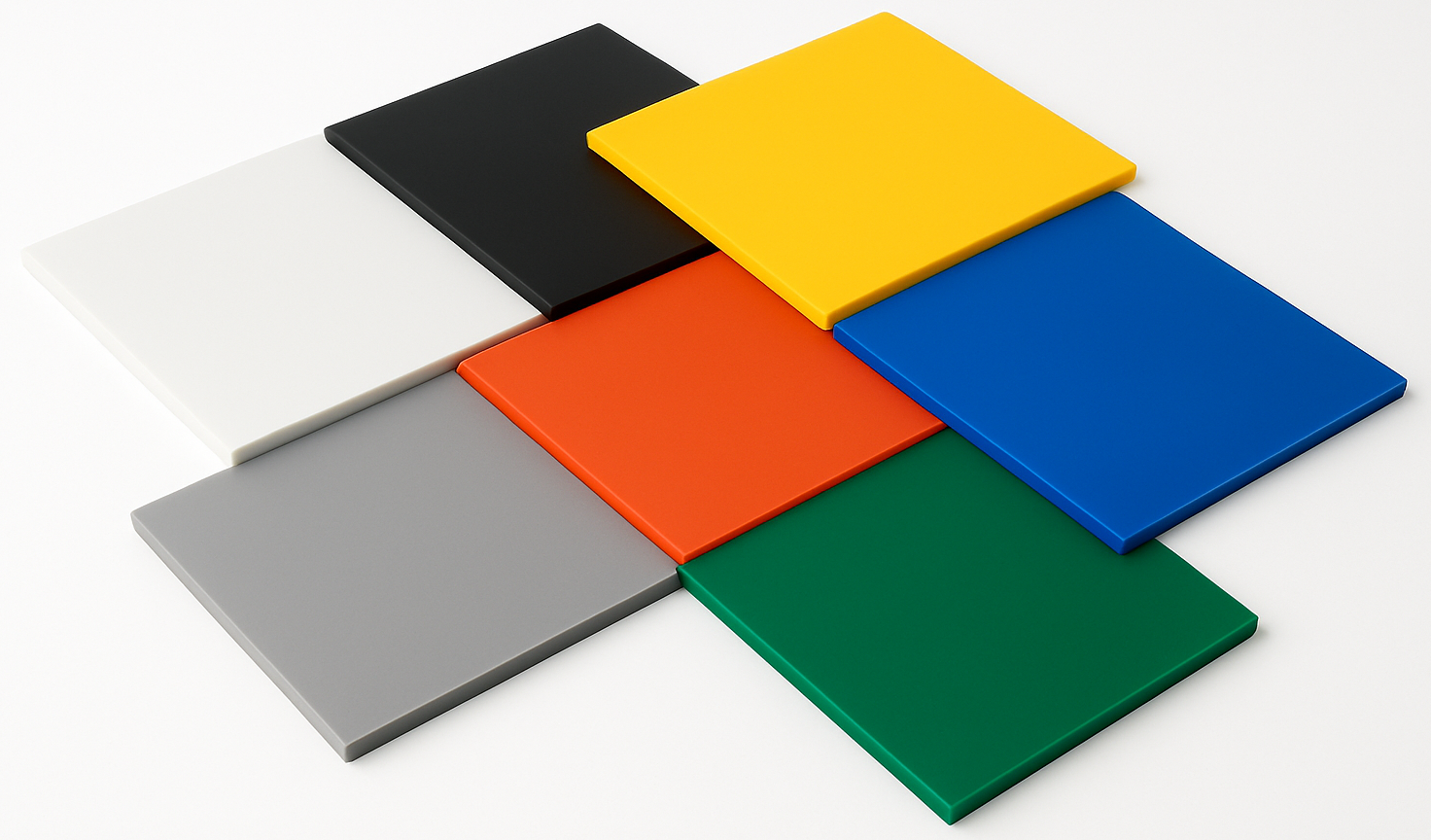 Custom urethane polyurethane sheets available in multiple colors including red yellow blue green gray white black orange